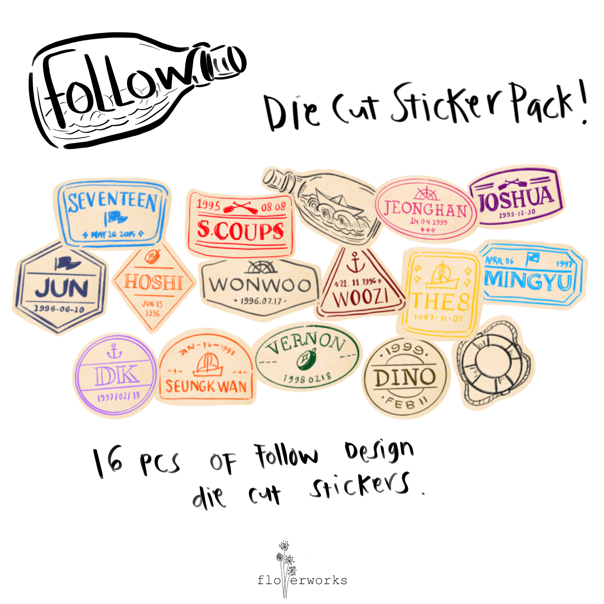 Follow: Diecut Stickerpack Seventeen