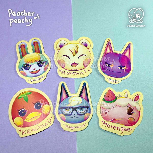 ACNH/Animal Crossing New Horizons Villagers 01 Stickers | Peacherpeachy | Merengue Bob Raymond Marshal Sasha Ketchup